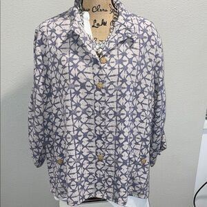 Elegant Blue and Cream Button-Down Shirt